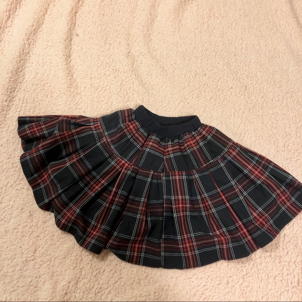 Pleaded plaid mini skirt